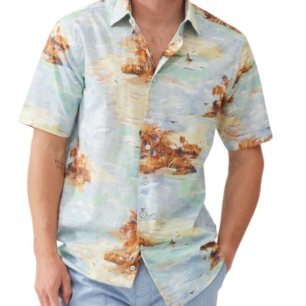 Rodd & Gunn Hawaiian Shirt Size Medium Button Down Tropical Vacation 100% Cotton